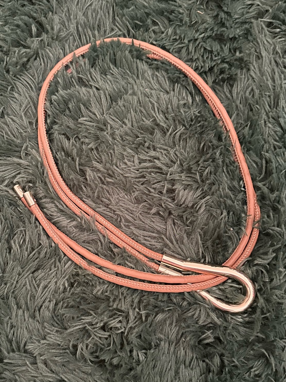 4/$20 💫 Slim Double-Strand Loop Faux Leather Belt in Tan with Gold Hardware